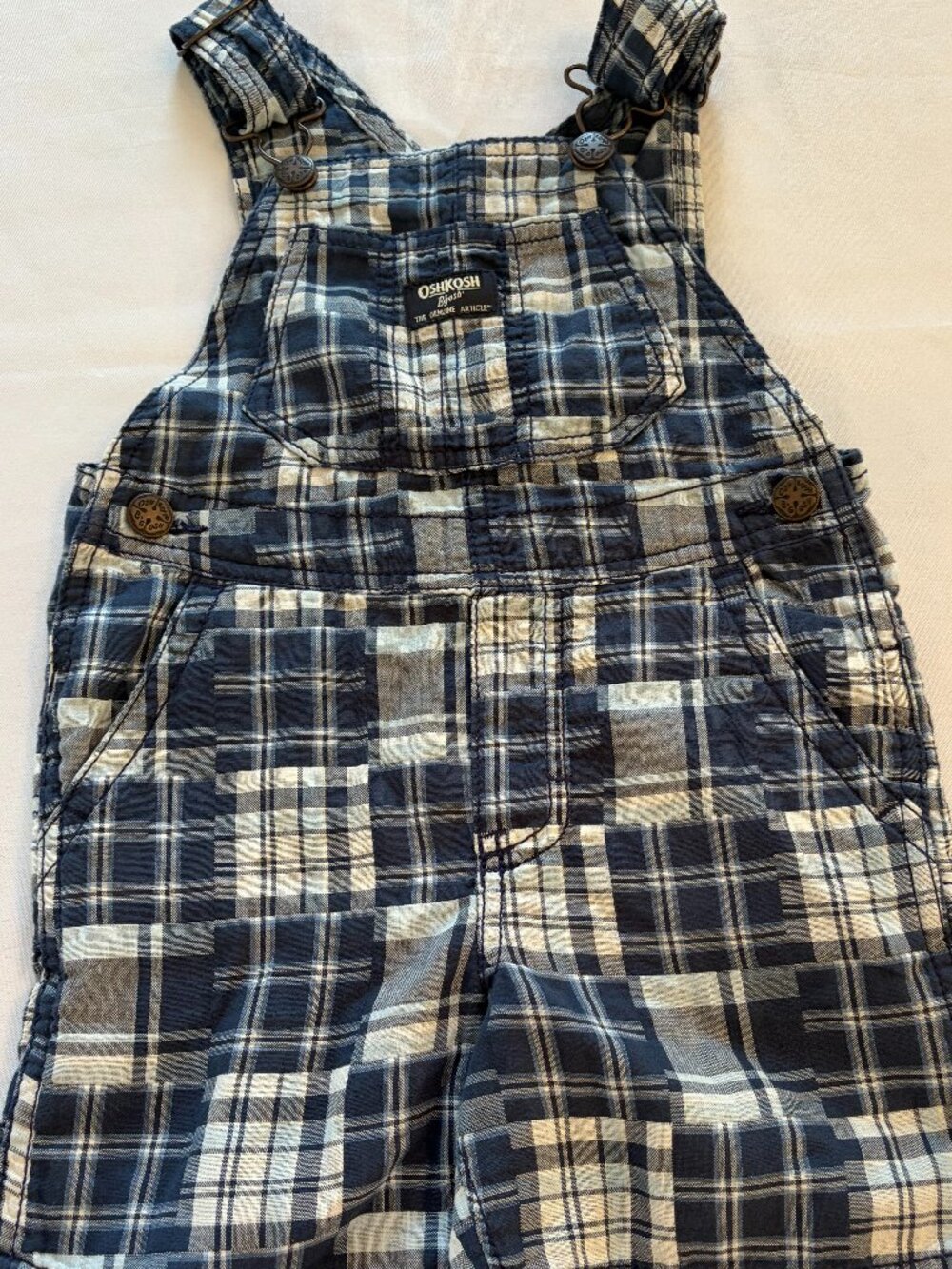 OshKosh Classic Patchwork Blue Shortalls Size 2T